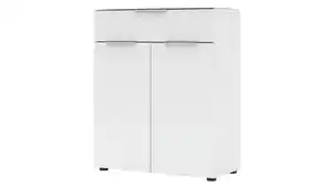 Kommode mit Schublade weiß Glasfront 80 cm - SANTORIN