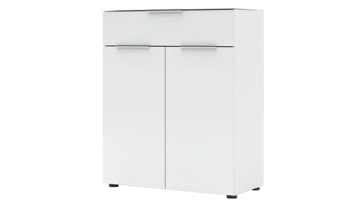 Bild 1 von Kommode mit Schublade weiß Glasfront 80 cm - SANTORIN
