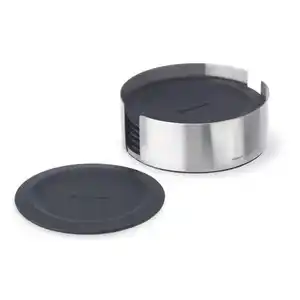 Blomus Untersetzerset Lareto, Schwarz, Metall, Kunststoff, 6-teilig, rund, inkl. Ständer, Wohntextilien, Tischwäsche, Untersetzer