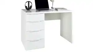 Computerschreibtisch mit Schublade weiß hochglanz 110 cm - ESPRESSO