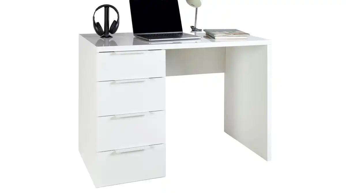Bild 1 von Computerschreibtisch mit Schublade weiß hochglanz 110 cm - ESPRESSO
