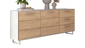 Sideboard mit 3 Schubladen Eiche teilmassiv geölt 163 cm - KAI
