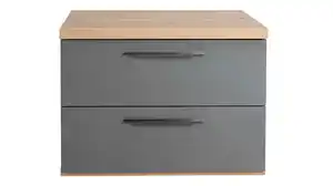 Nachttisch grau hochglanz 60 x 44 cm mit 2 Schubladen - SPOSAMI