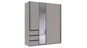 Schwebetürenschrank grau mit Spiegel 168 cm 2-türig - STADE