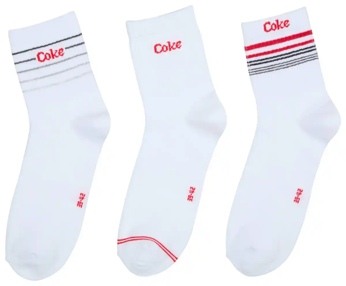 Bild 1 von Quarter-Socken »Coca Cola«, 3 Paar