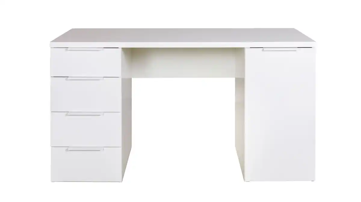 Bild 1 von Computerschreibtisch mit Schublade weiß hochglanz 146 cm - ESPRESSO