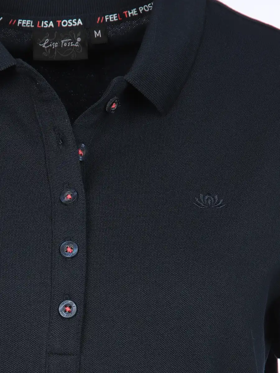 Bild 3 von Damen Poloshirt mit schlichter Stickerei Marine