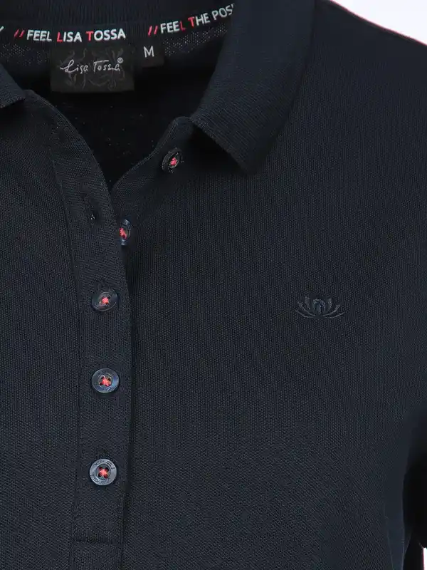 Bild 3 von Damen Poloshirt mit schlichter Stickerei Marine