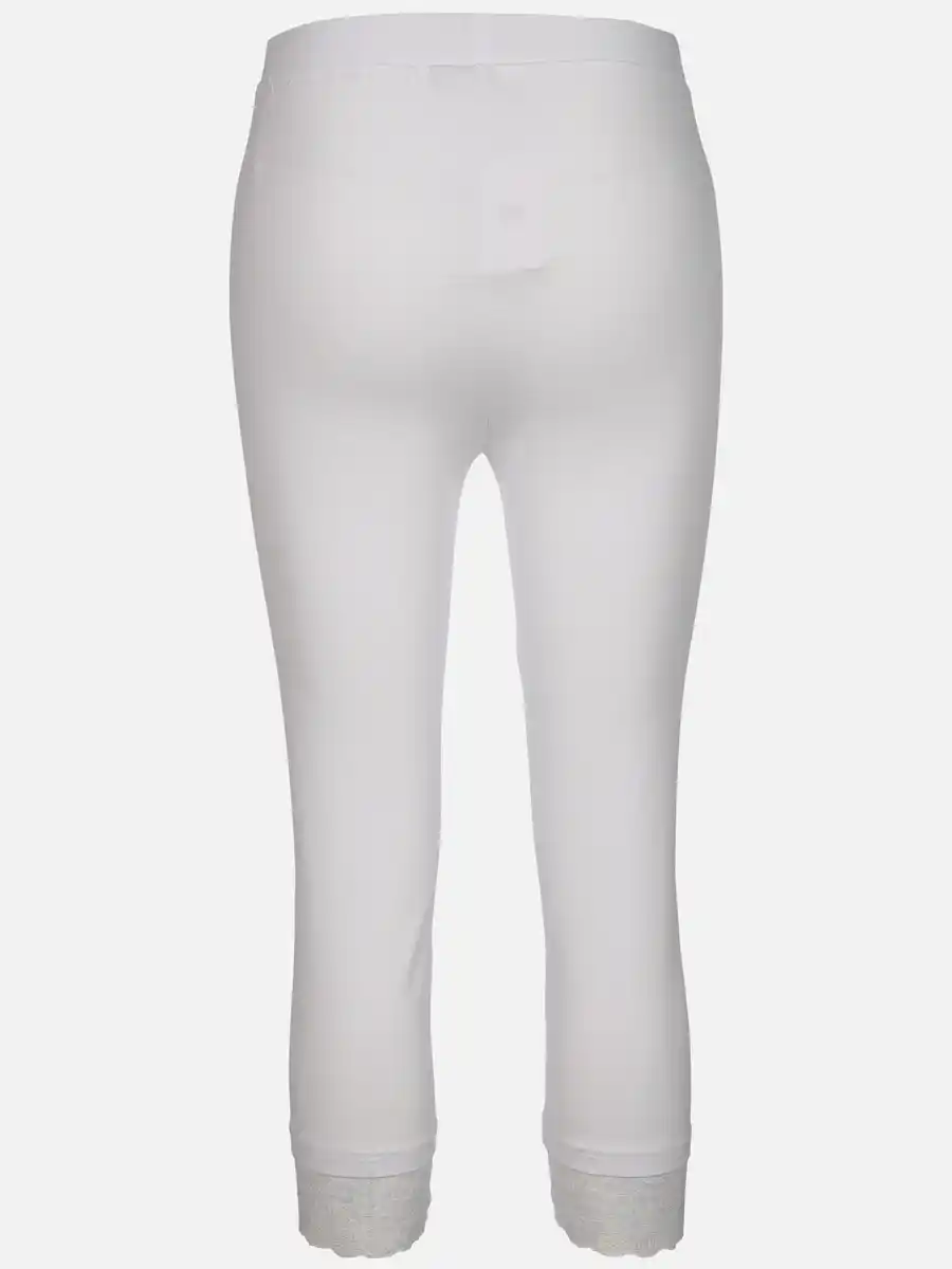 Bild 2 von Damen Capri Leggings mit Spitzenbesatz Weiß