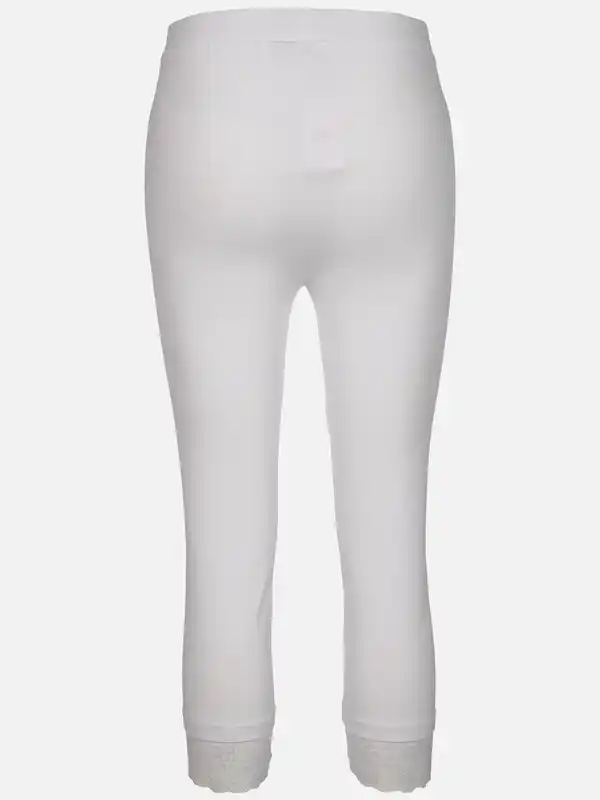 Bild 2 von Damen Capri Leggings mit Spitzenbesatz Weiß