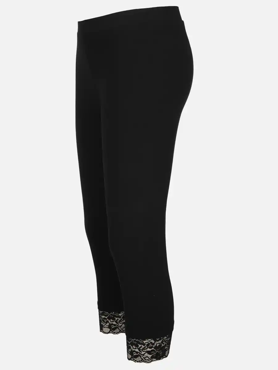 Bild 3 von Damen Capri Leggings mit Spitzenbesatz Schwarz