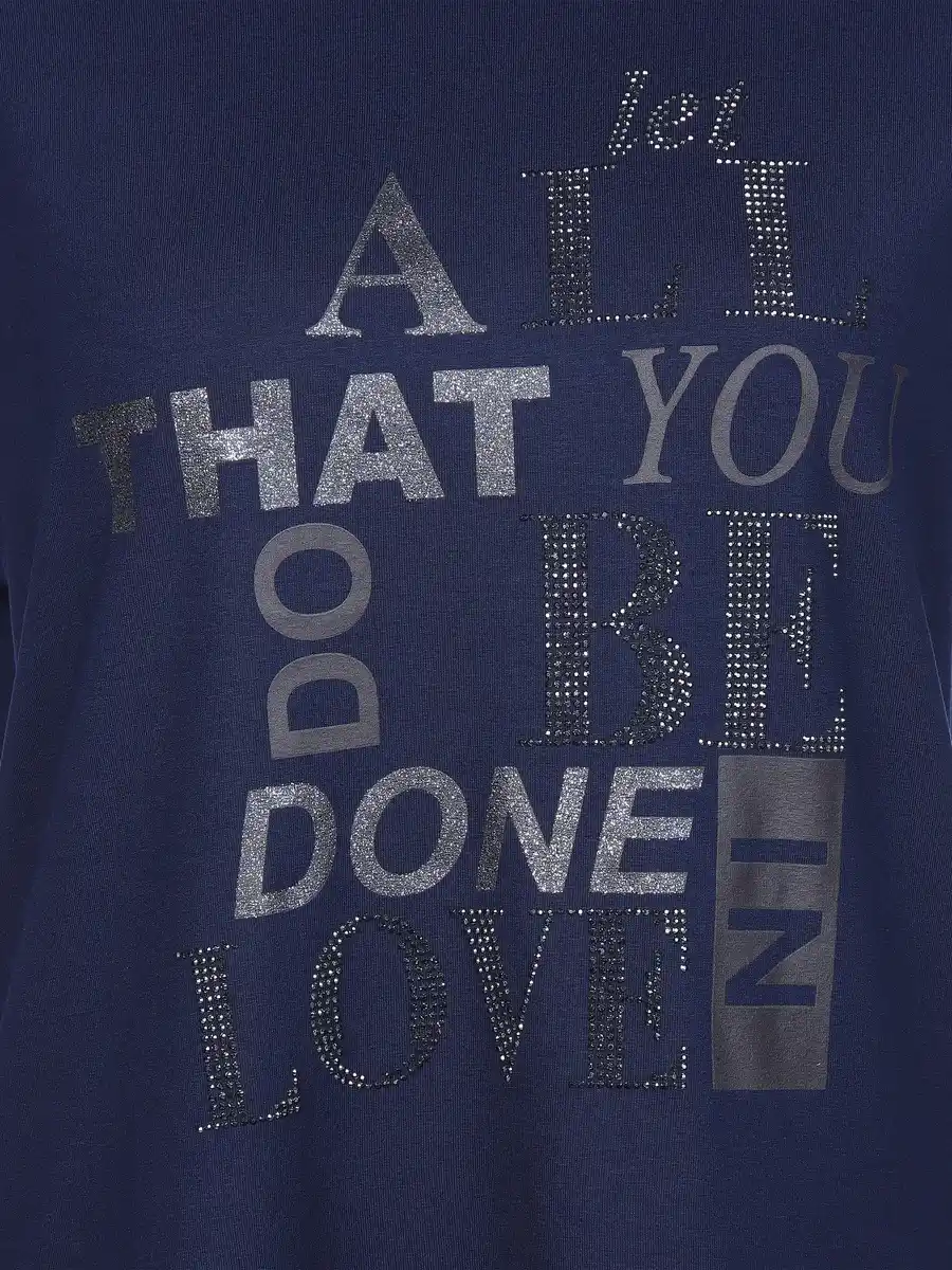 Bild 3 von Damen Shirt mit Glitzersteinchen und Print Marine