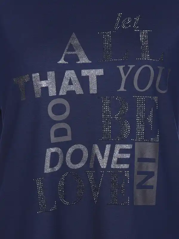 Bild 3 von Damen Shirt mit Glitzersteinchen und Print Marine