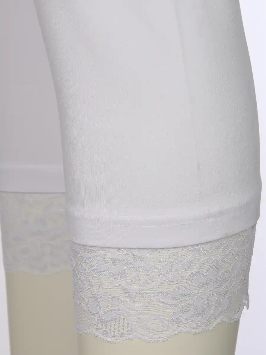 Bild 4 von Damen Capri Leggings mit Spitzenbesatz Weiß