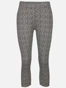 Damen Capri Leggings mit Alloverprint Schwarz