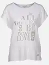 Bild 1 von Damen Shirt mit Glitzersteinchen und Print Weiß