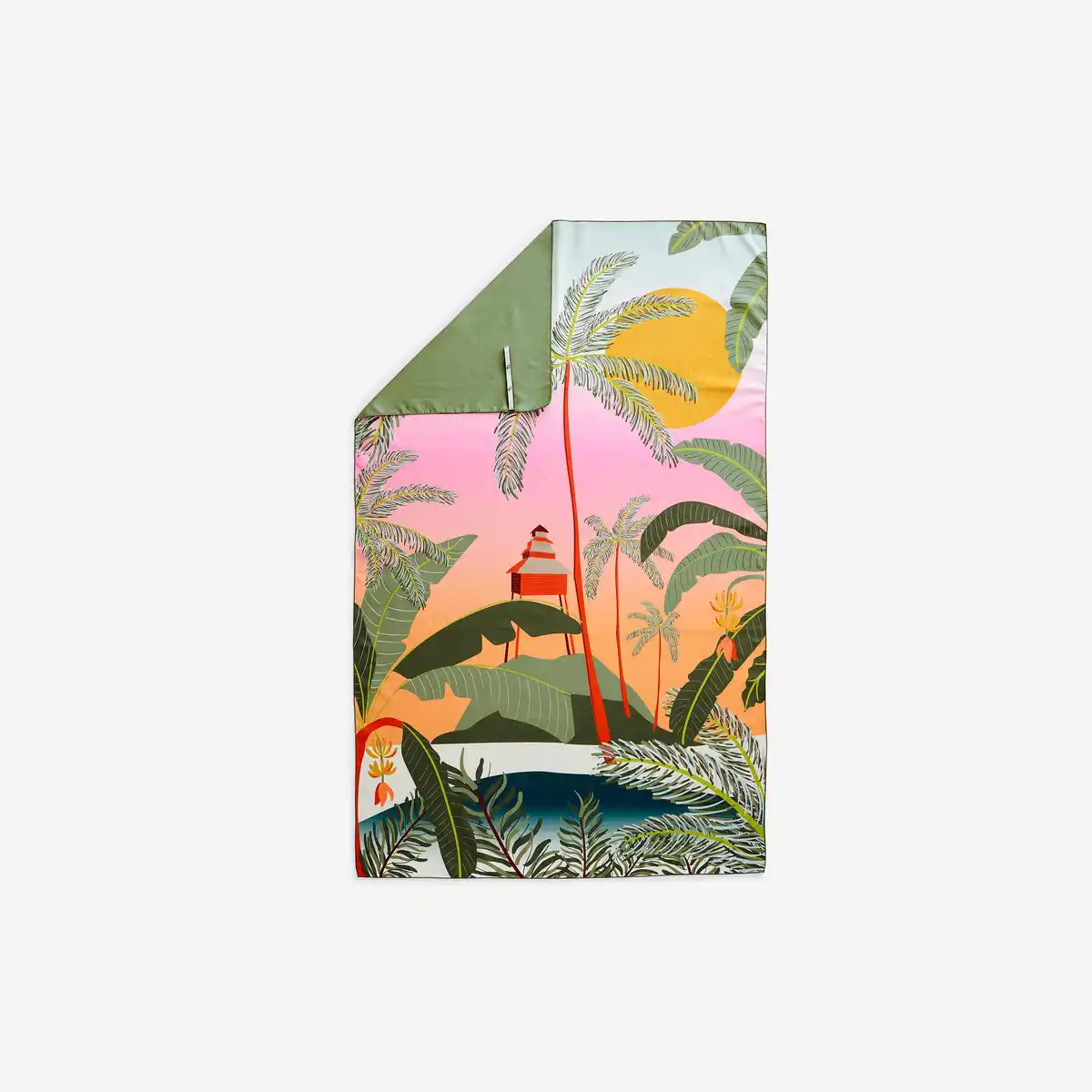 Bild 1 von Mikrofaser-Handtuch Größe XL 110 × 175 cm - bedruckt grün/rosa