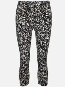 Damen Capri Leggings mit Alloverprint Weiß
