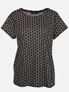 Damen Shirt mit Alloverprint Schwarz