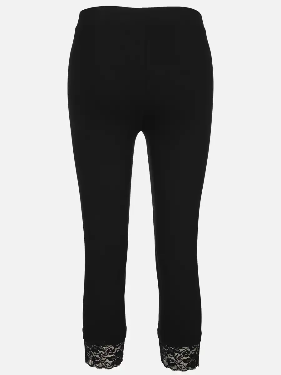 Bild 2 von Damen Capri Leggings mit Spitzenbesatz Schwarz
