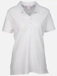 Damen Poloshirt mit schlichter Stickerei Weiß