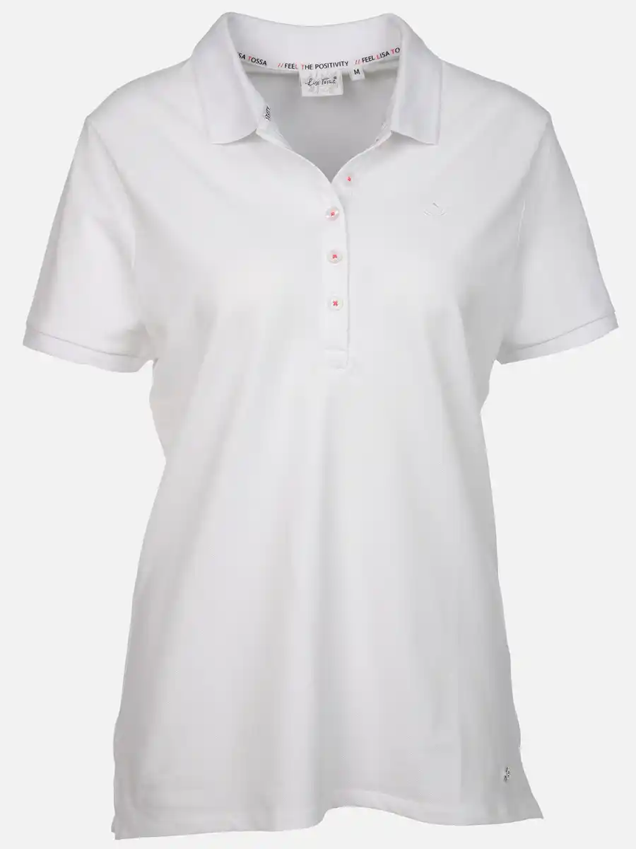 Bild 1 von Damen Poloshirt mit schlichter Stickerei Weiß