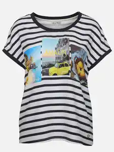 Damen Shirt aus Materialmix Marine