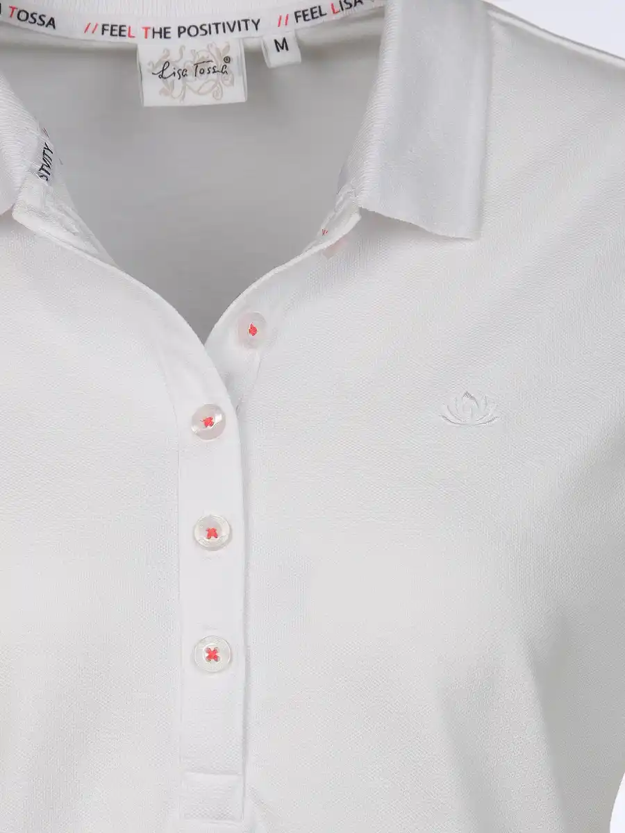 Bild 3 von Damen Poloshirt mit schlichter Stickerei Weiß