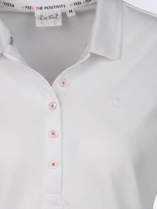 Bild 3 von Damen Poloshirt mit schlichter Stickerei Weiß