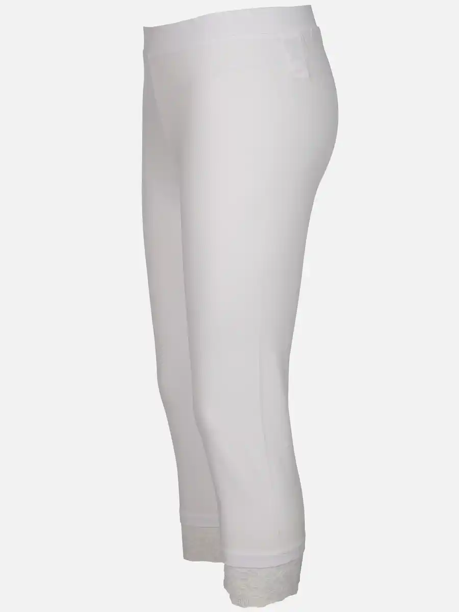 Bild 3 von Damen Capri Leggings mit Spitzenbesatz Weiß