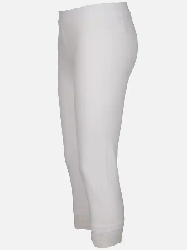 Bild 3 von Damen Capri Leggings mit Spitzenbesatz Weiß