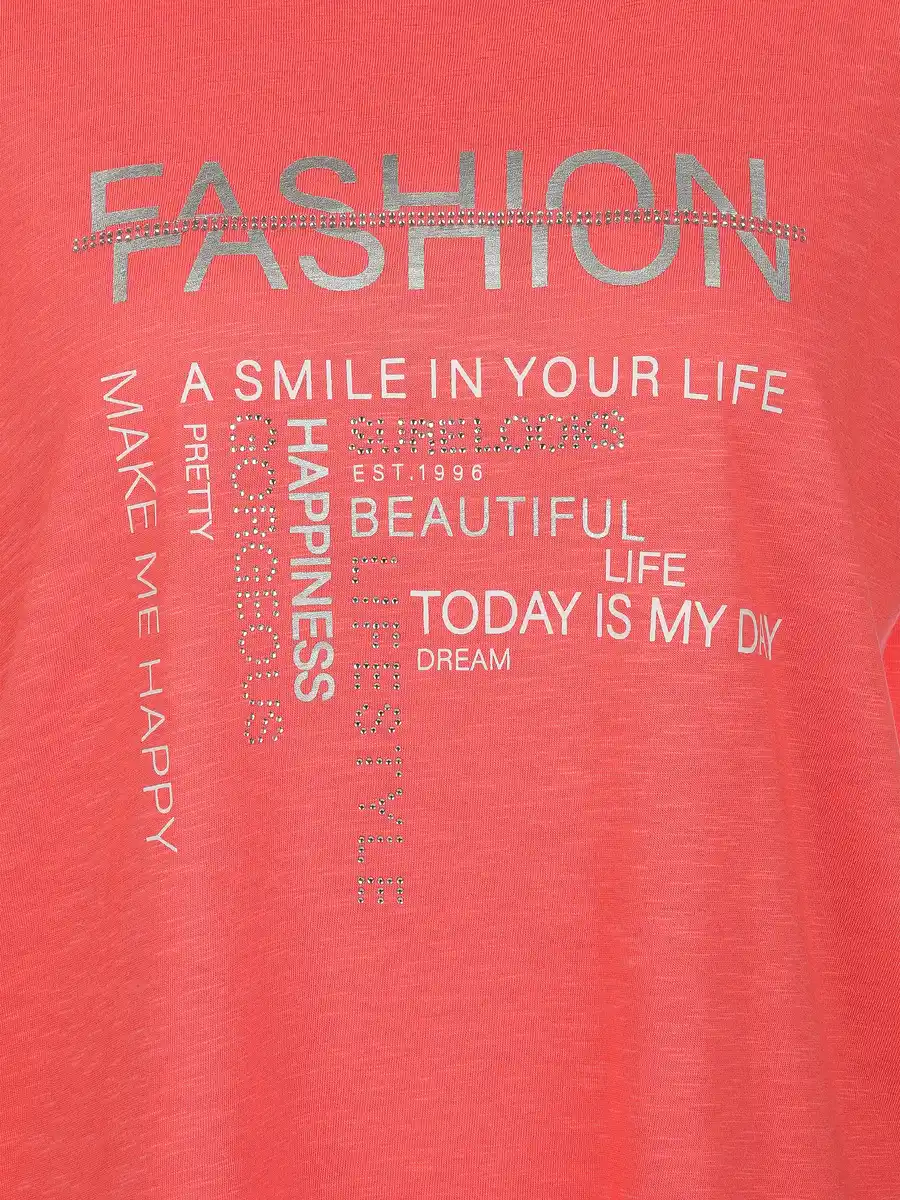 Bild 3 von Damen Shirt mit Glitzerprint und Strassbesatz Pink