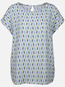 Damen Blusentop mit Alloverprint Blau