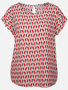 Damen Blusentop mit Alloverprint Rot