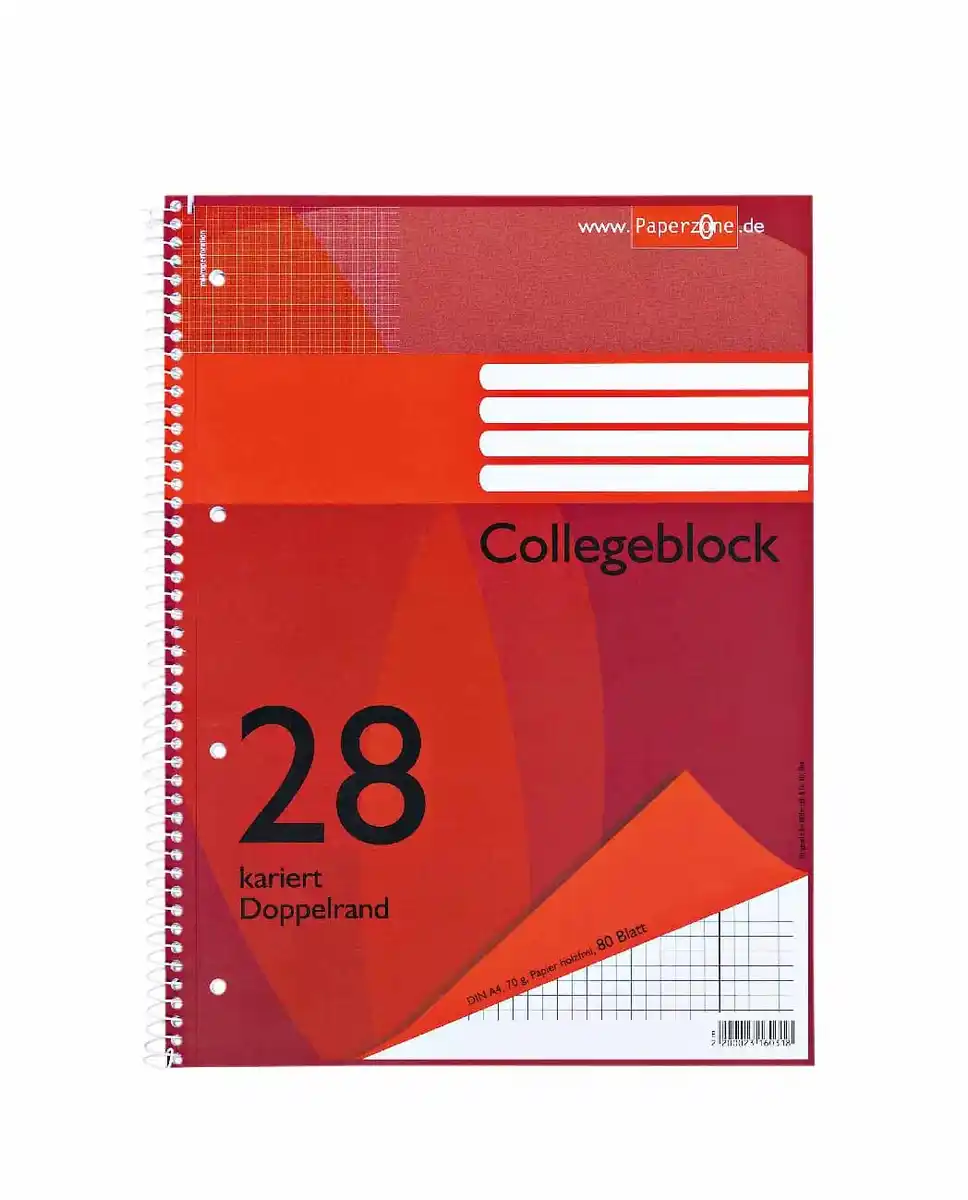 Bild 1 von PAPERZONE Collegeblock A4 Lineatur 28 80 Blatt, 1 Stk