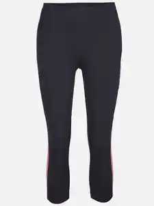 Damen Capri Leggings mit Galonstreifen Marine