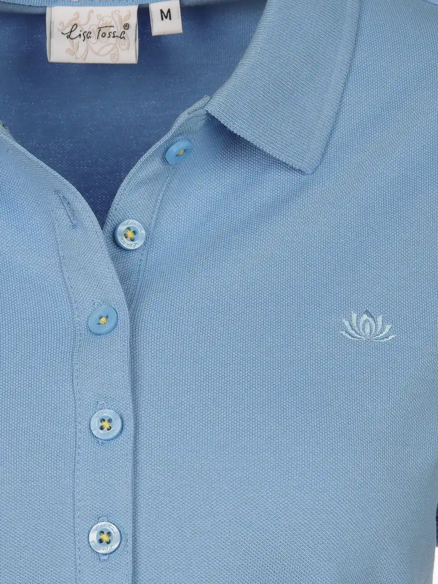 Bild 3 von Damen Poloshirt mit schlichter Stickerei Blau