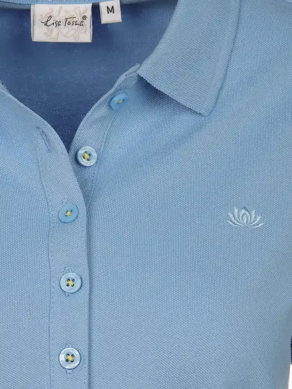Bild 3 von Damen Poloshirt mit schlichter Stickerei Blau