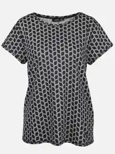 Damen Shirt mit Alloverprint Weiß