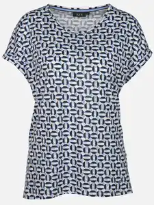 Damen Shirt mit Alloverprint Marine