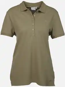 Damen Poloshirt mit schlichter Stickerei Oliv