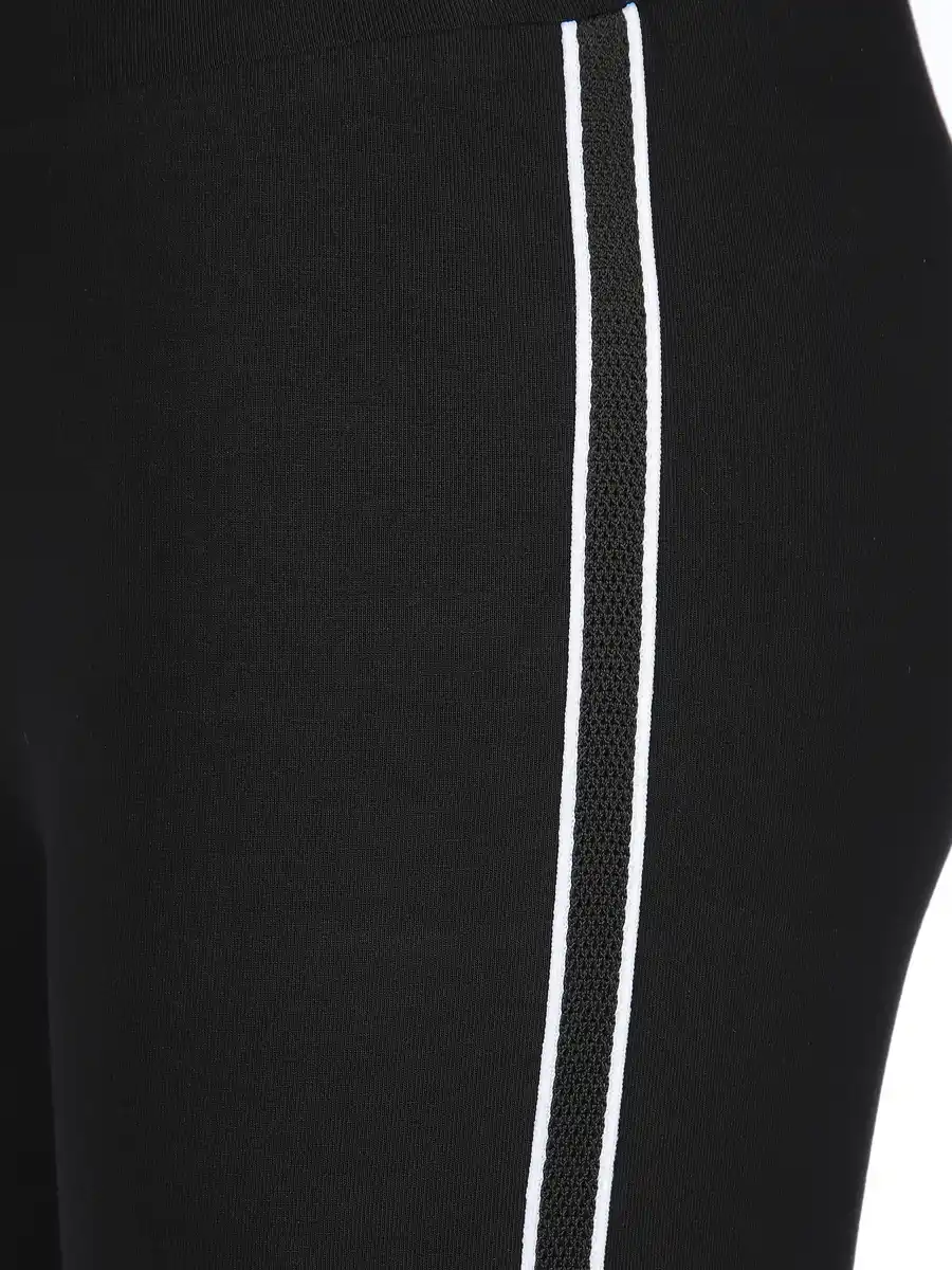 Bild 4 von Damen Capri Leggings mit Galonstreifen Schwarz