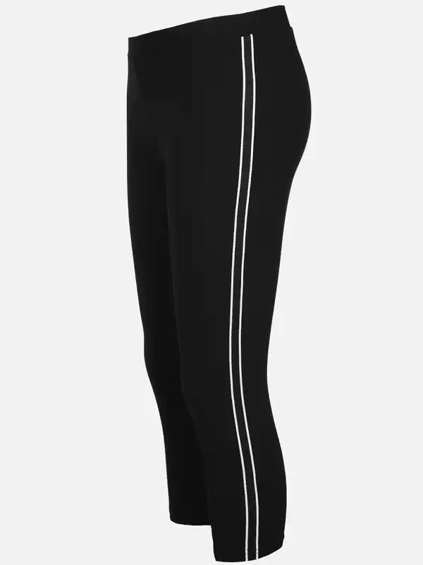Bild 3 von Damen Capri Leggings mit Galonstreifen Schwarz