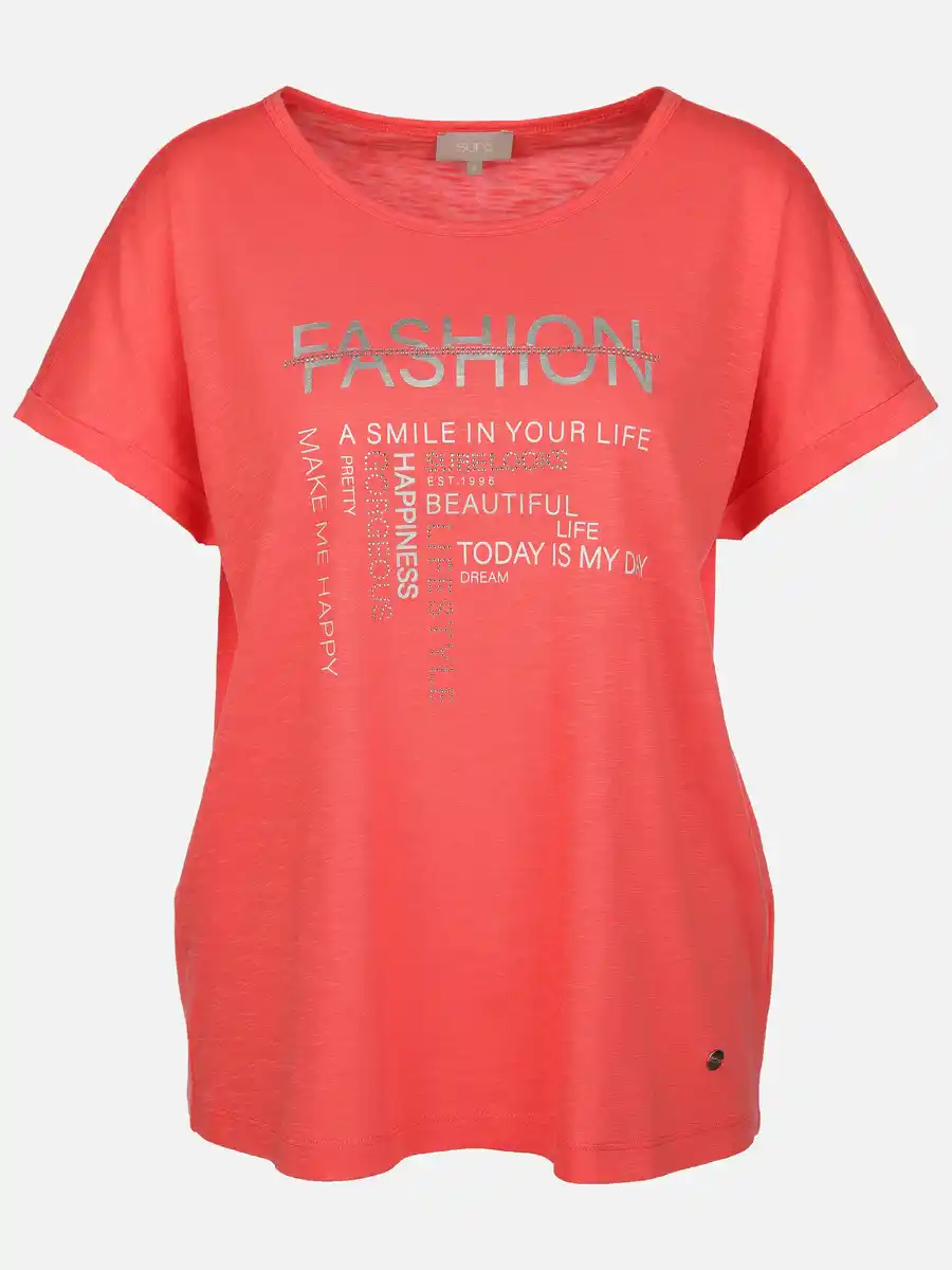 Bild 1 von Damen Shirt mit Glitzerprint und Strassbesatz Pink