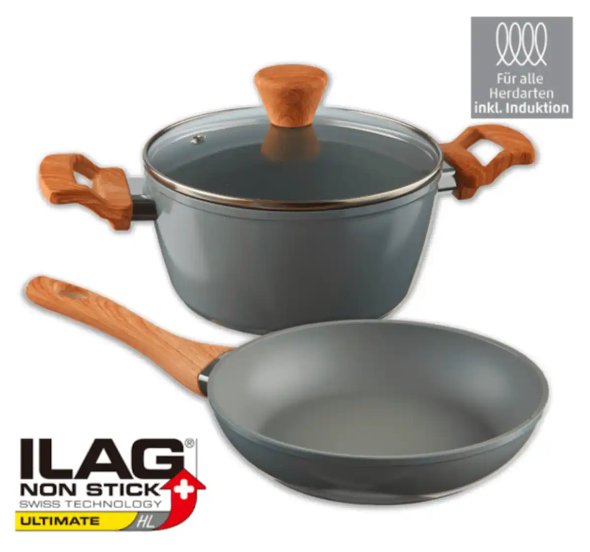 Bild 1 von HOME IDEAS COOKING Kochgeschirr mit Griff in Holzoptik*