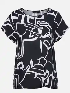 Damen Materialmix-Shirt Marine