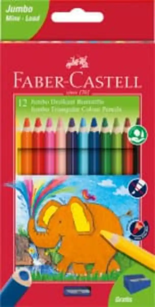 Bild 1 von FABER-CASTELL Dreikant-Farbstift Jumbo 12er-Etui, 0 mehrfarbig