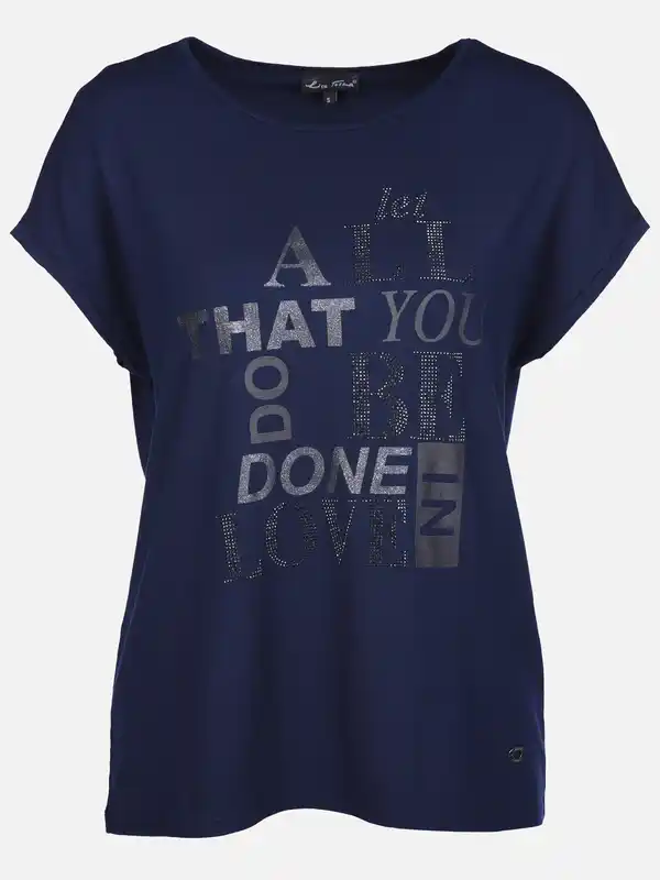Bild 1 von Damen Shirt mit Glitzersteinchen und Print Marine