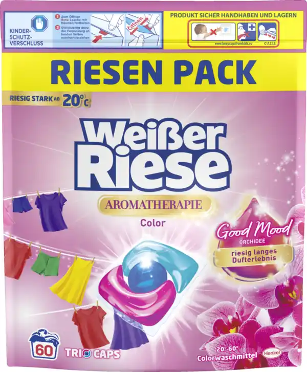 Bild 3 von Weißer Riese Colorwaschmittel Trio Caps Aromatherapie Orchidee 120WL, 120 WL