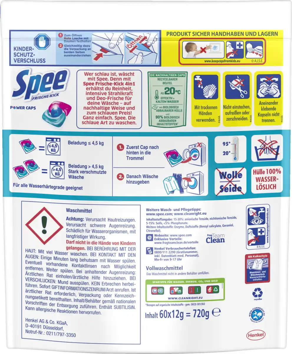 Bild 2 von Spee Vollwaschmittel Power Caps Frische-Kick 120WL, 120 WL